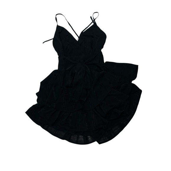 Edite Mode Women's Size XS Fashion Strap Tie-Up Ruffle Romper Black Checkered - Picture 6 of 12